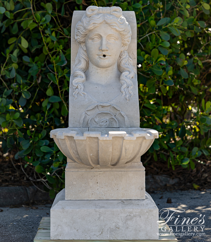 Marble Fountains  - Roman Lady Fountain In Hand Carved Italian Travertine - MF-1954
